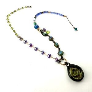 Asymmetrical Mixed Gemstone Necklace, Artisan Jewelry